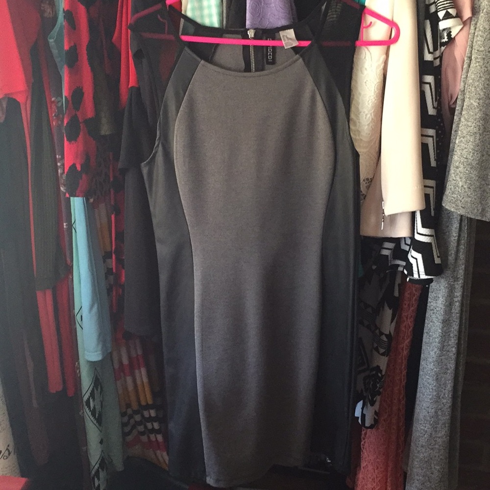 H&M leather block mini dress